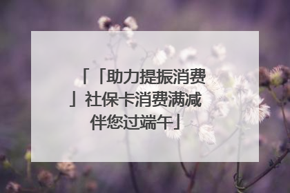 「助力提振消费」社保卡消费满减伴您过端午