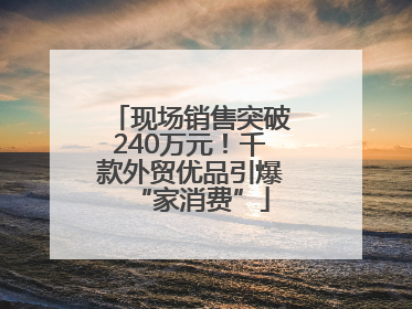 现场销售突破240万元！千款外贸优品引爆“家消费”