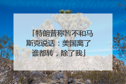 特朗普称暂不和马斯克说话：美国离了谁都转，除了我