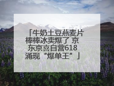 牛奶土豆燕麦片棒棒冰卖爆了 京东京喜自营618涌现“爆单王”