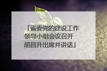 省委党的建设工作领导小组会议召开 胡昌升出席并讲话