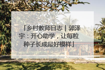 乡村教师日志｜郭泽宇：开心助学，让每粒种子长成最好模样