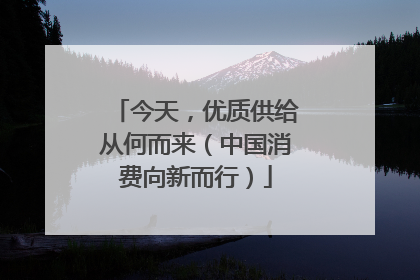 今天，优质供给从何而来（中国消费向新而行）