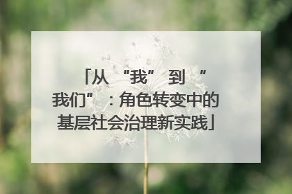 从 “我” 到 “我们”：角色转变中的基层社会治理新实践