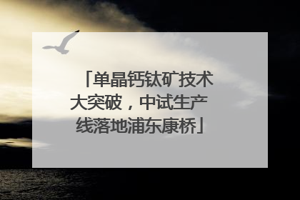 单晶钙钛矿技术大突破，中试生产线落地浦东康桥