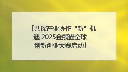 共探产业协作“新”机遇 2025金熊猫全球创新创业大赛启动