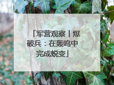 军营观察丨爆破兵：在轰鸣中完成蜕变