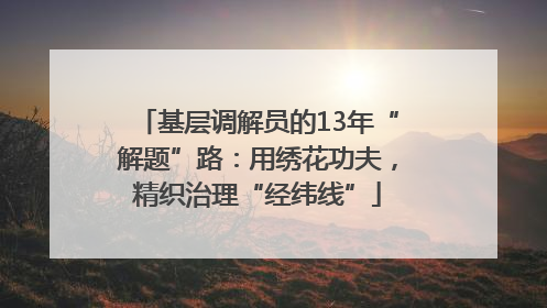 基层调解员的13年“解题”路：用绣花功夫，精织治理“经纬线”