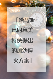 哈马斯已同意美特使提出的加沙停火方案