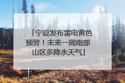 宁夏发布雷电黄色预警！未来一周南部山区多降水天气