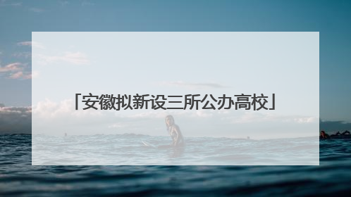 安徽拟新设三所公办高校