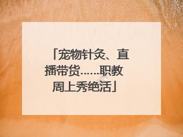 宠物针灸、直播带货……职教周上秀绝活