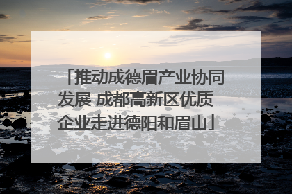 推动成德眉产业协同发展 成都高新区优质企业走进德阳和眉山