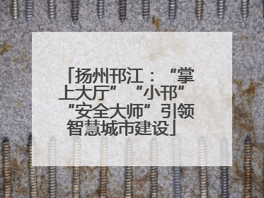 扬州邗江：“掌上大厅”“小邗”“安全大师”引领智慧城市建设