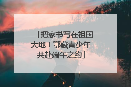 把家书写在祖国大地！鄂藏青少年共赴端午之约