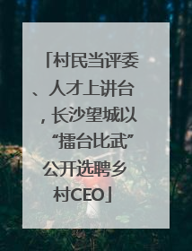 村民当评委、人才上讲台，长沙望城以“擂台比武” 公开选聘乡村CEO