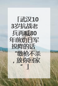 武汉103岁抗战老兵再喊80年前劝日军投降的话 “缴枪不杀，放你回家”