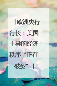 欧洲央行行长：美国主导的经济秩序“正在破裂”