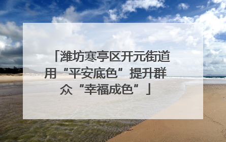 潍坊寒亭区开元街道用“平安底色”提升群众“幸福成色”