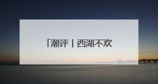 潮评丨西湖不欢迎“粗暴的手”