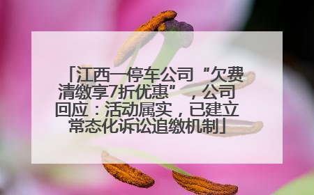 江西一停车公司“欠费清缴享7折优惠”，公司回应：活动属实，已建立常态化诉讼追缴机制