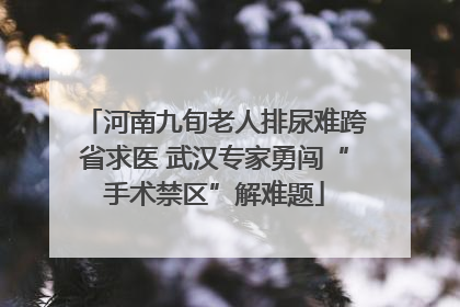 河南九旬老人排尿难跨省求医 武汉专家勇闯“手术禁区”解难题