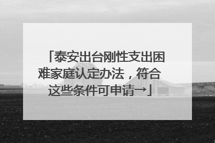 泰安出台刚性支出困难家庭认定办法，符合这些条件可申请→