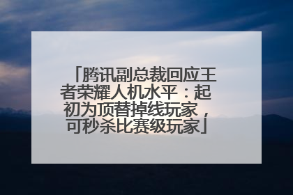 腾讯副总裁回应王者荣耀人机水平：起初为顶替掉线玩家，可秒杀比赛级玩家