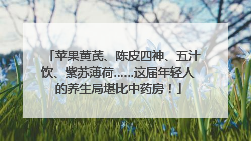 苹果黄芪、陈皮四神、五汁饮、紫苏薄荷……这届年轻人的养生局堪比中药房！
