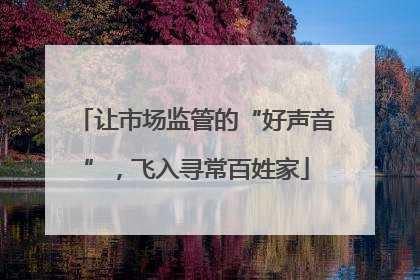 让市场监管的“好声音”，飞入寻常百姓家