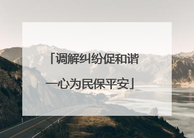 调解纠纷促和谐 一心为民保平安