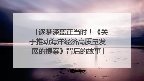 逐梦深蓝正当时！《关于推动海洋经济高质量发展的提案》背后的故事