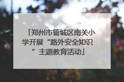 郑州市管城区南关小学开展“路外安全知识”主题教育活动