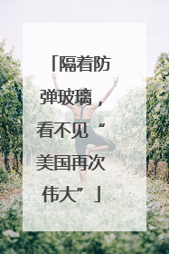 隔着防弹玻璃，看不见“美国再次伟大”