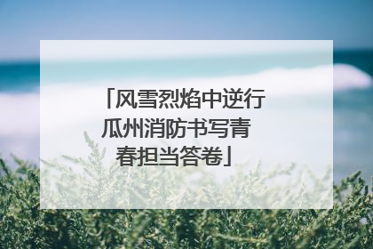 风雪烈焰中逆行 瓜州消防书写青春担当答卷