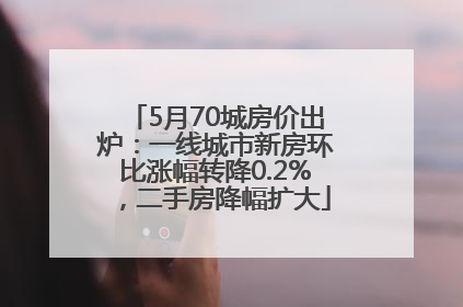 5月70城房价出炉：一线城市新房环比涨幅转降0.2%，二手房降幅扩大